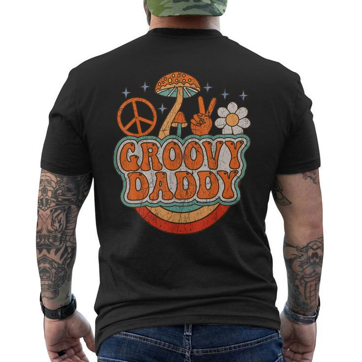Mens Groovy Daddy 70S Aesthetic Nostalgia 1970S Hippie Dad Retro Men's T-shirt Back Print