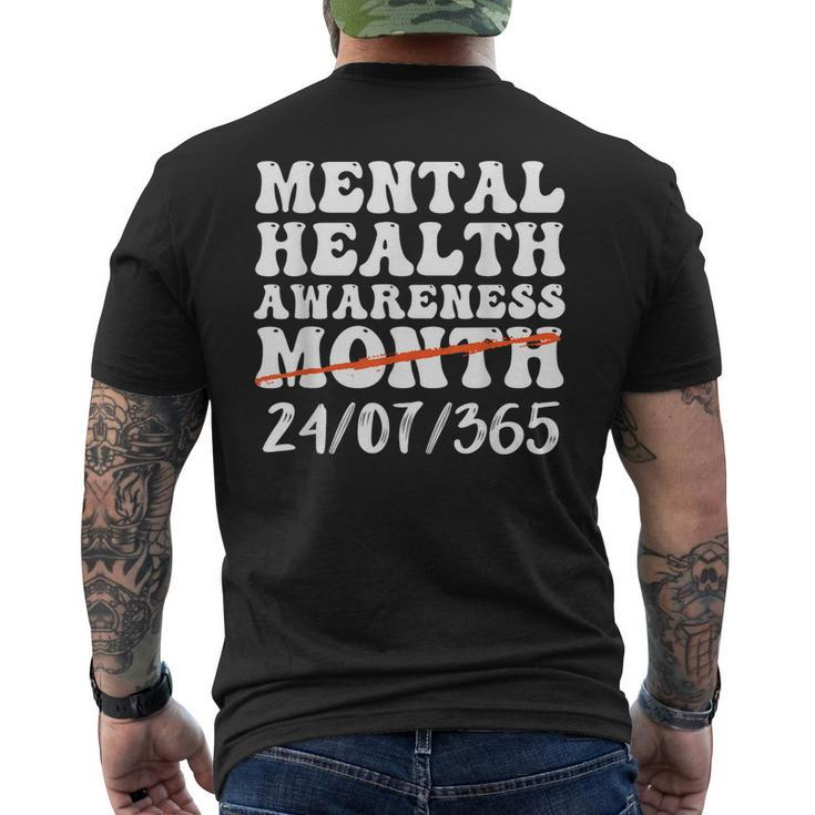 Groovy In May We Wear Green Mental Health Awareness Design  Mens Back Print T-shirt