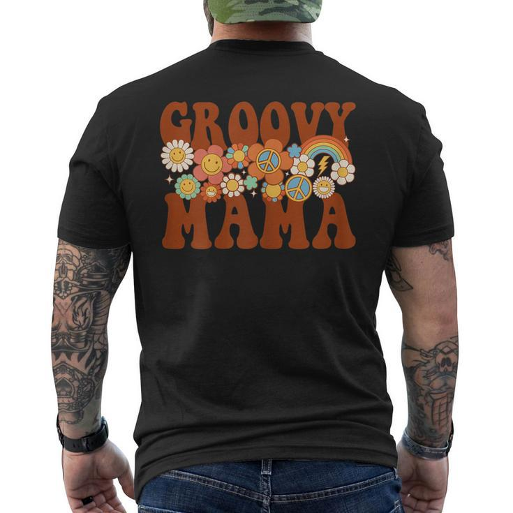 Womens Groovy Mama Retro Matching Family Baby Shower Men's Back Print T-shirt