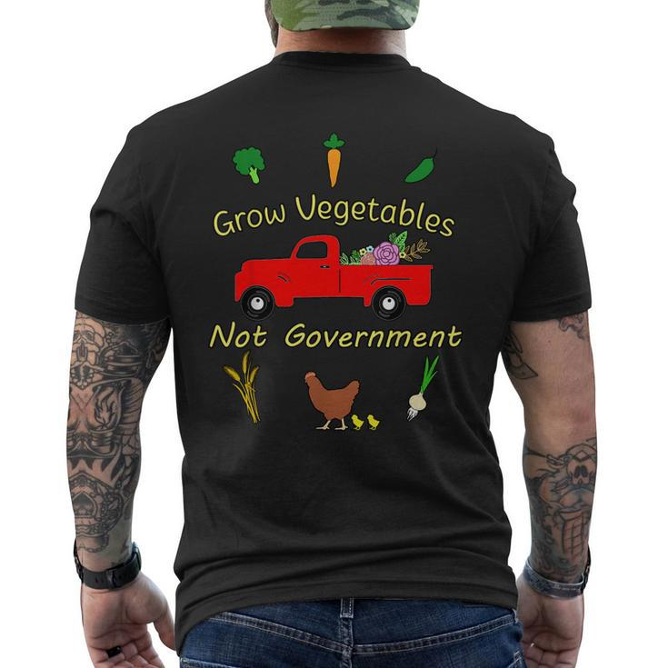 Grow Vegetables Libertarian Ranch Homestead Garden Egg Truck Men's Back Print T-shirt