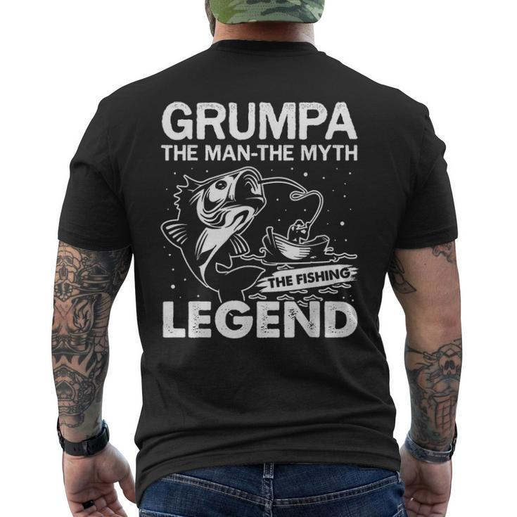 Mens Mens Grumpa Man Myth Fishing Legend Fathers Day Men's T-shirt Back Print