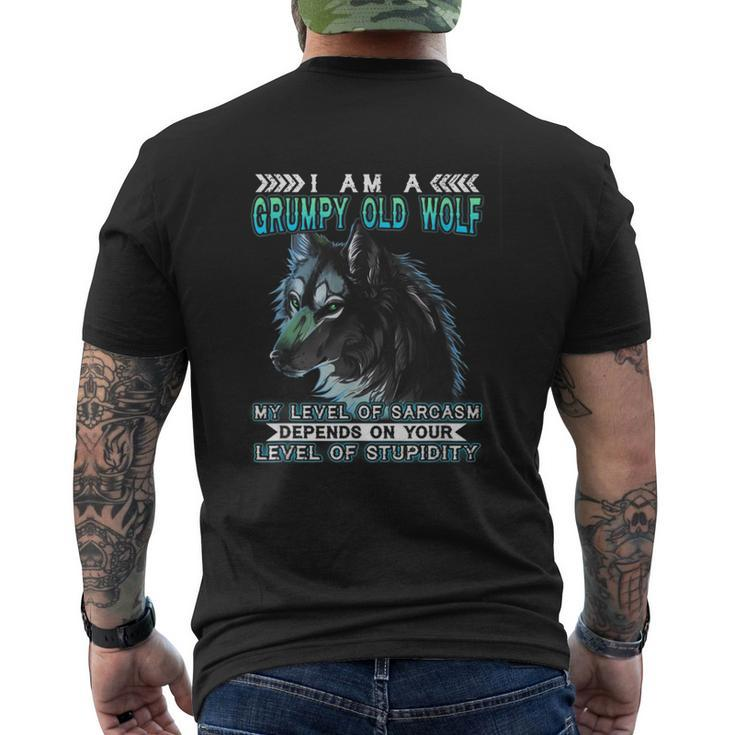 I Am A Grumpy Old Wolf My Level Of Sarcasm T Men's Back Print T-shirt