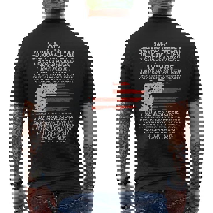 I Am A Grumpy Veteran I Dont Care Veteran Grumpy Old Man Men's Back Print T-shirt