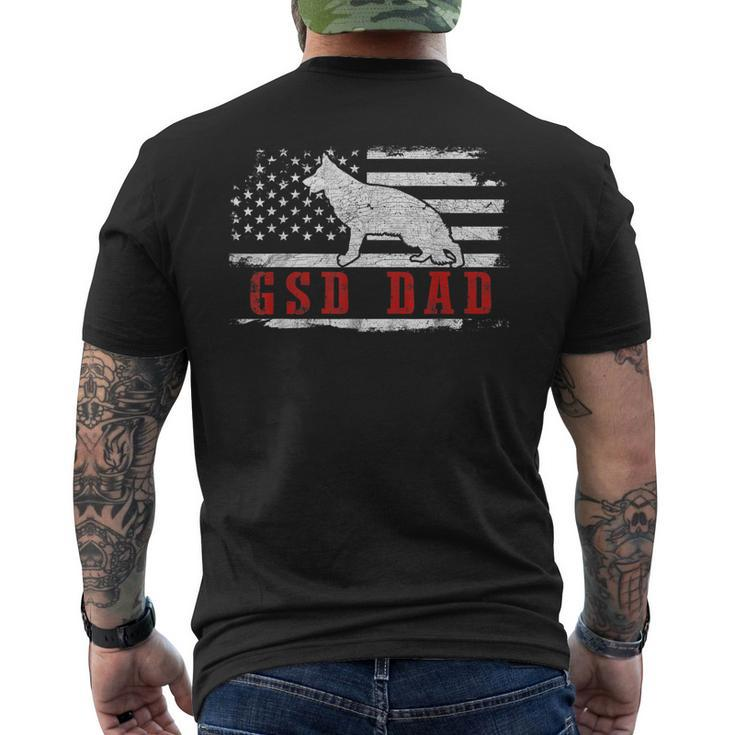 Mens Gsd Dad Distressed American Flag Patriotic German Shepherd Men's T-shirt Back Print