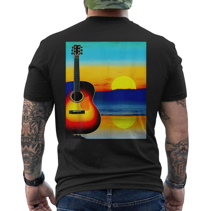 Guitar With Sunset Artistic For Guitarists & Musician Men's Back Print T-shirt