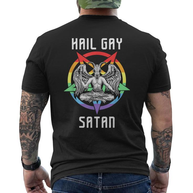 Hail Gay Satan Lgbt Goth Gay Pride Baphomet Men's Back Print T-shirt