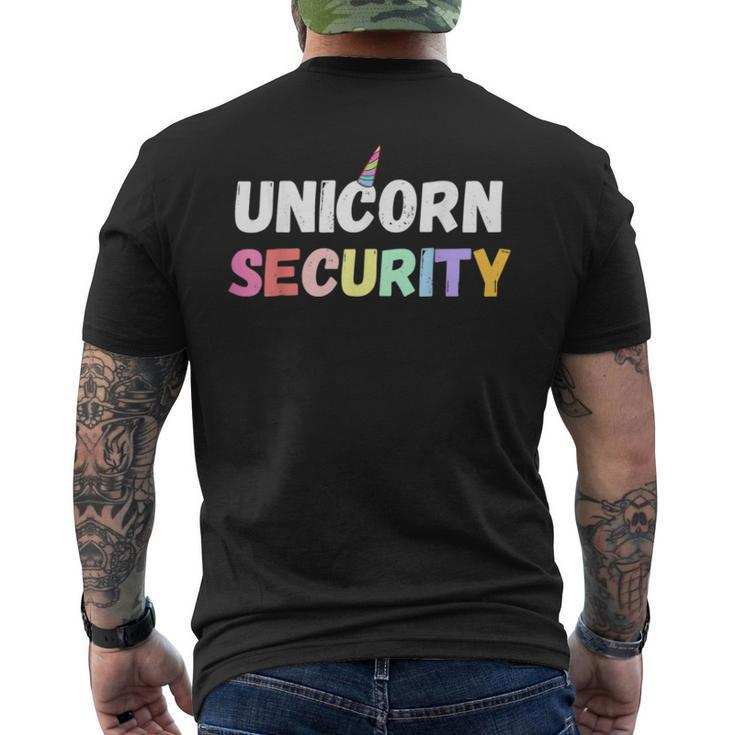 Halloween Mother Daughter Costume Unicorn Security Dad Mom T Men's Back Print T-shirt