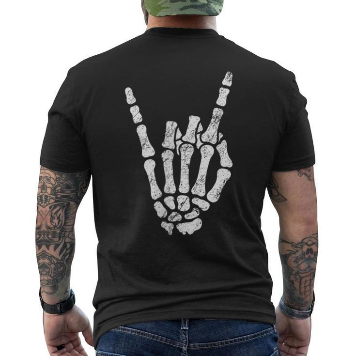 Halloween Rock Hand Sign Skeleton Rock N Roll Symbol Rock On Men's Back Print T-shirt
