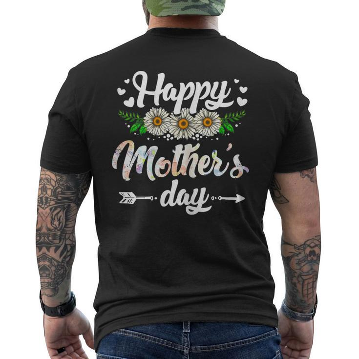Womens Happy 2023 Cute Floral Women Mom Grandma Men's Back Print T-shirt