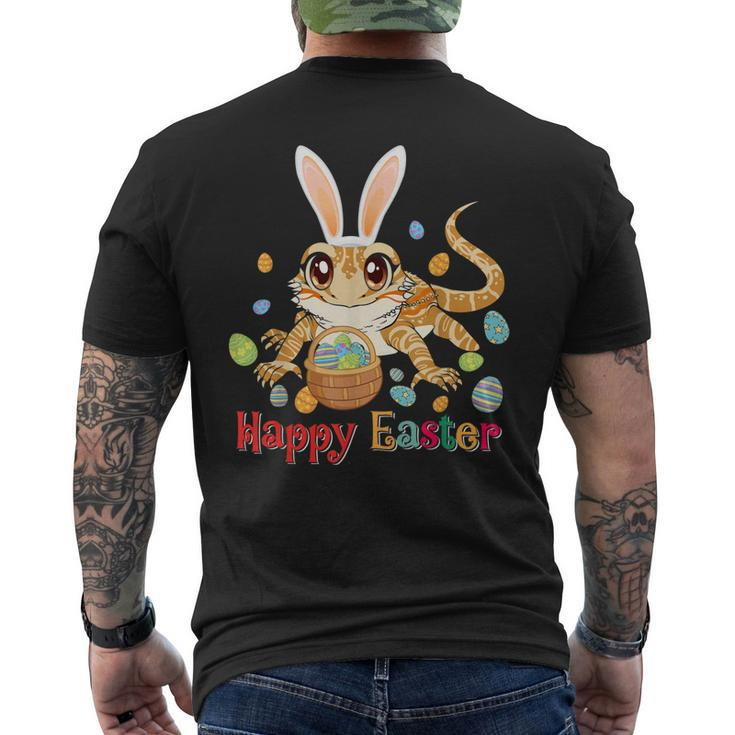 Happy Easter Cute Bunny Bearded Dragon Easter Eggs Basket Men's Back Print T-shirt
