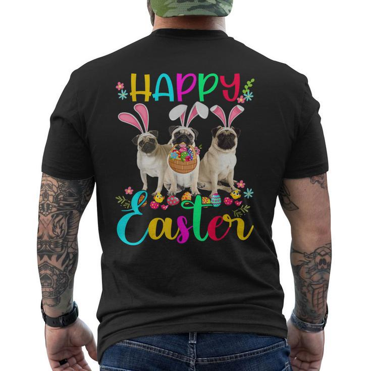 Happy Easter Three Pug Wearing Bunny Ear Pug Lover Men's Back Print T-shirt