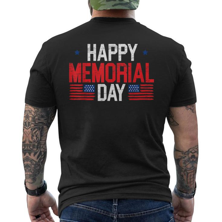 Happy Memorial Day Usa Flag American Patriotic Armed Forces Men's T-shirt Back Print