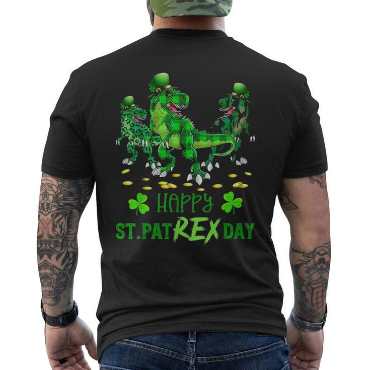 Happy St Pat Rex Day T Rex Dinosaur Green Plaid Patricks Day Men's T-shirt Back Print
