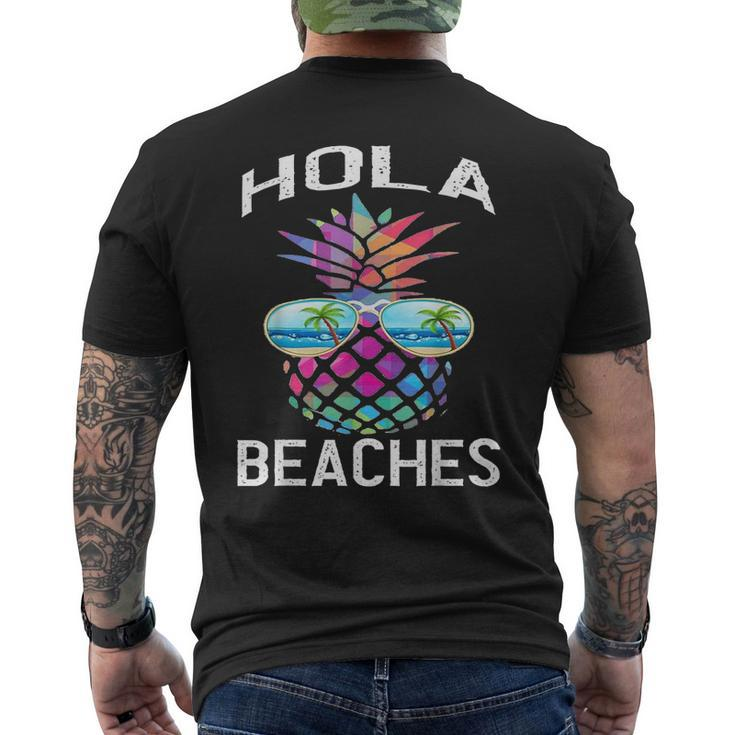 Hawaiian Beach Vacation Summer Pineapple Hola Beaches Men's Back Print T-shirt