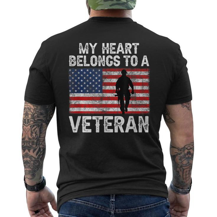 My Heart Belongs To A Veteran Army Veteran Fathers Day Men's T-shirt Back Print