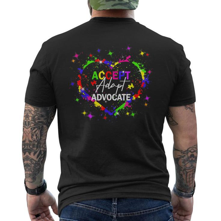 Heart Color Puzzle Accept Adapt Advocate Autism Awareness Men's Back Print T-shirt
