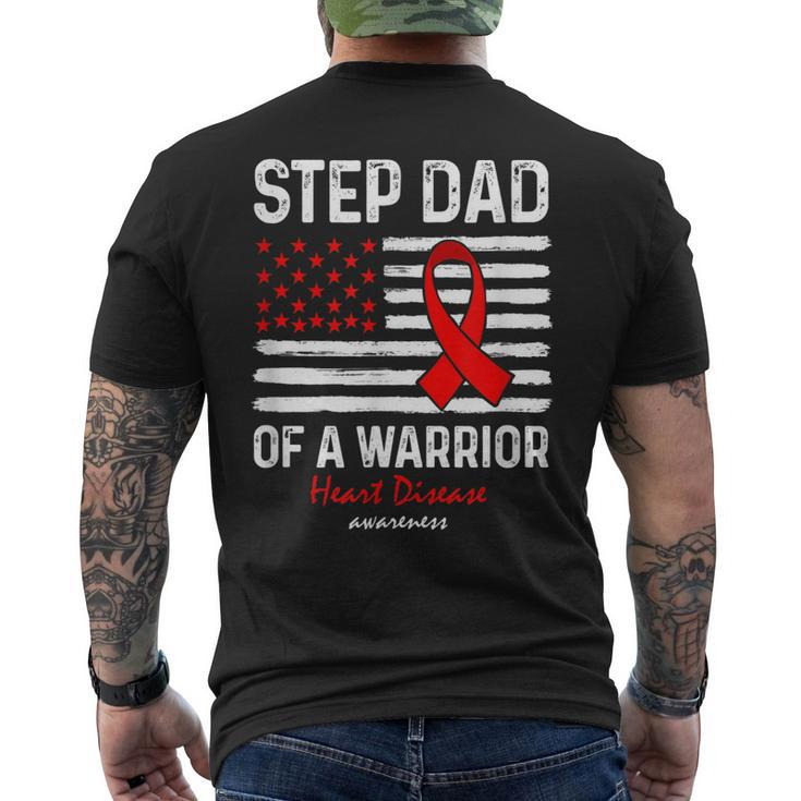 Heart Disease Survivor Support Step Dad Of A Warrior Mens Back Print T-shirt