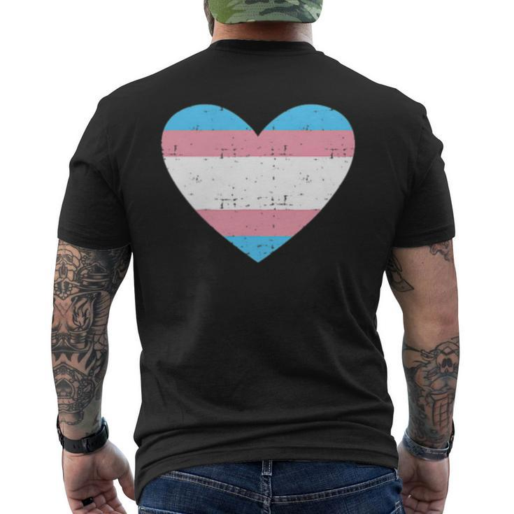 Heart With Transgender Flag For Trans Pride Month Men's Back Print T-shirt