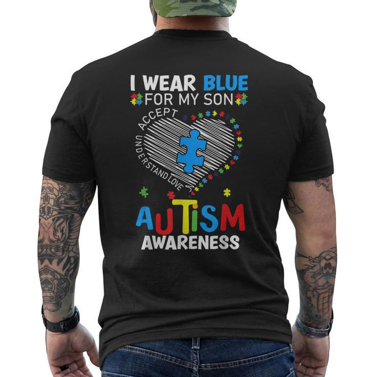 Heart I Wear Blue For My Son Autism Awareness - Love My Son Men's Back Print T-shirt