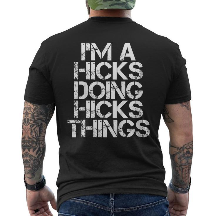 Hicks Surname Family Tree Birthday Reunion Idea Men's Back Print T-shirt