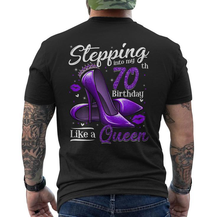 Womens High Heels Stepping Into My 70Th Birthday 70 And Fabulous Men's Back Print T-shirt