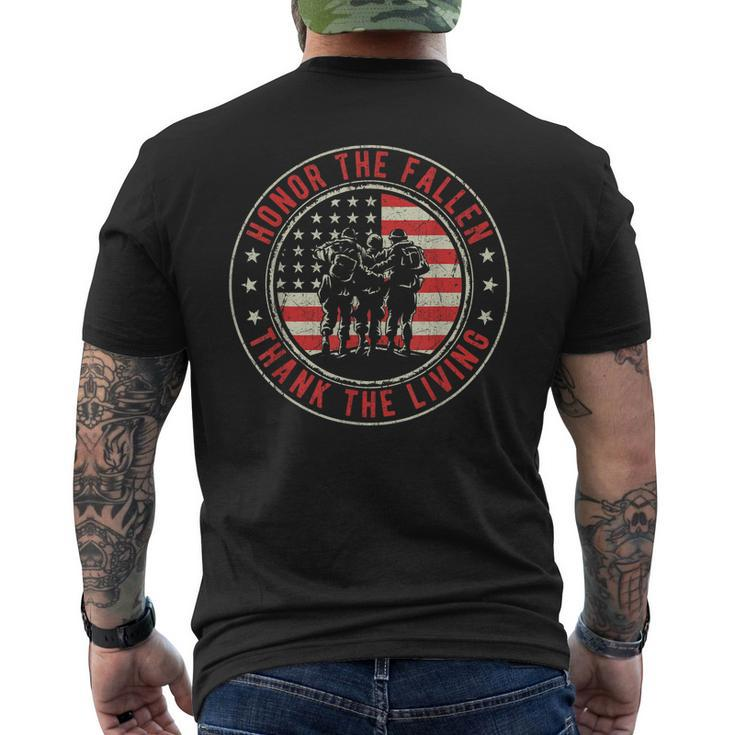 Honor The Fallen Thank The Living Us Flag Military Patriotic Mens Back Print T-shirt
