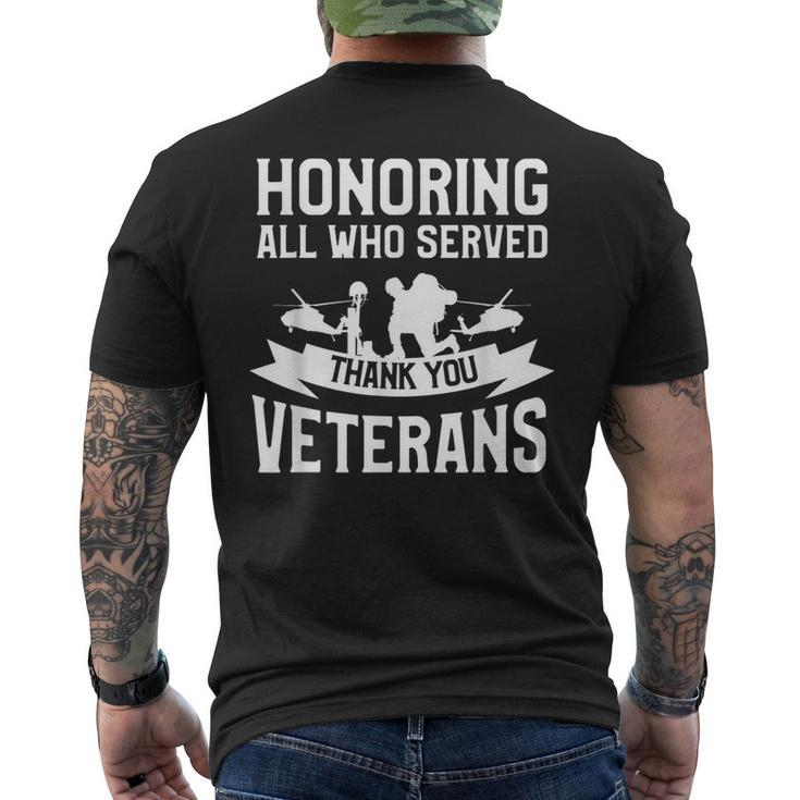 Honoring All Who Served Thank You Veterans Veteran Men's T-shirt Back Print