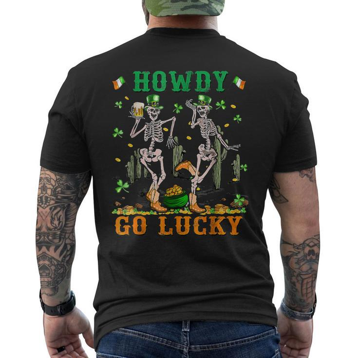 Howdy Go Lucky Shamrock Dancing Skeleton Patricks Day 2023 Men's T-shirt Back Print