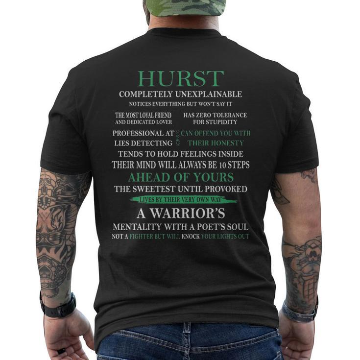 Hurst Name Gift Hurst Completely Unexplainable Mens Back Print T-shirt