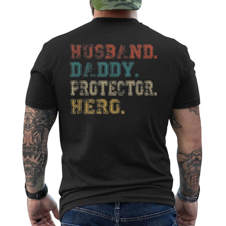 Husband Daddy Protector Hero Fathers Day Dad Son V2 Men's T-shirt Back Print