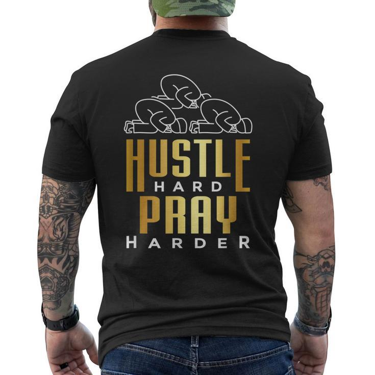Hustle Hard Pray Harder Eid Mubarak Muslim Allah Islam Men's Back Print T-shirt