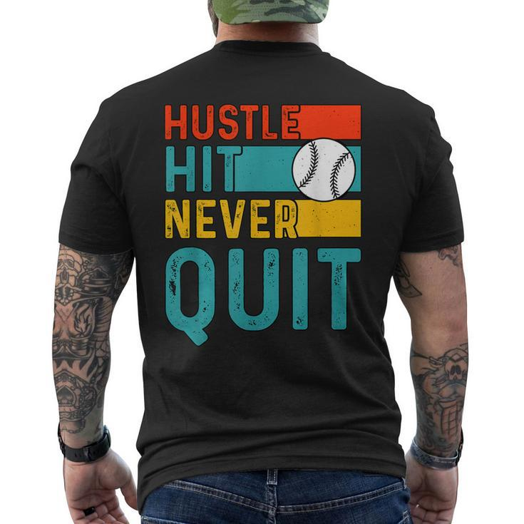 Hustle Hit Never Quit Baseball Men's Back Print T-shirt