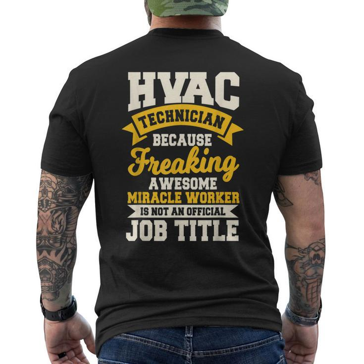 Hvac Technician Mechanic Installer Hvacr Tech Service Work Mens Back Print T-shirt
