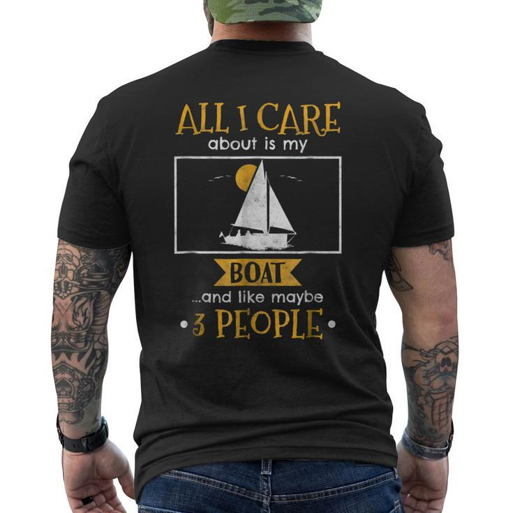 I Care About My Boat And Like Maybe 3 People Funny T Men's Crewneck Short Sleeve Back Print T-shirt