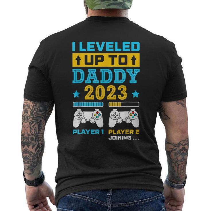 I Leveled Up To Daddy 2023 Soon To Be Dad Fathers Day Gift Mens Back Print T-shirt