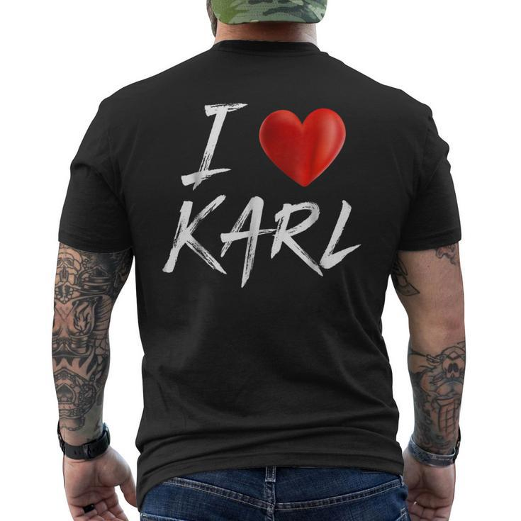 I Love Heart Karl Family Name T Mens Back Print T-shirt