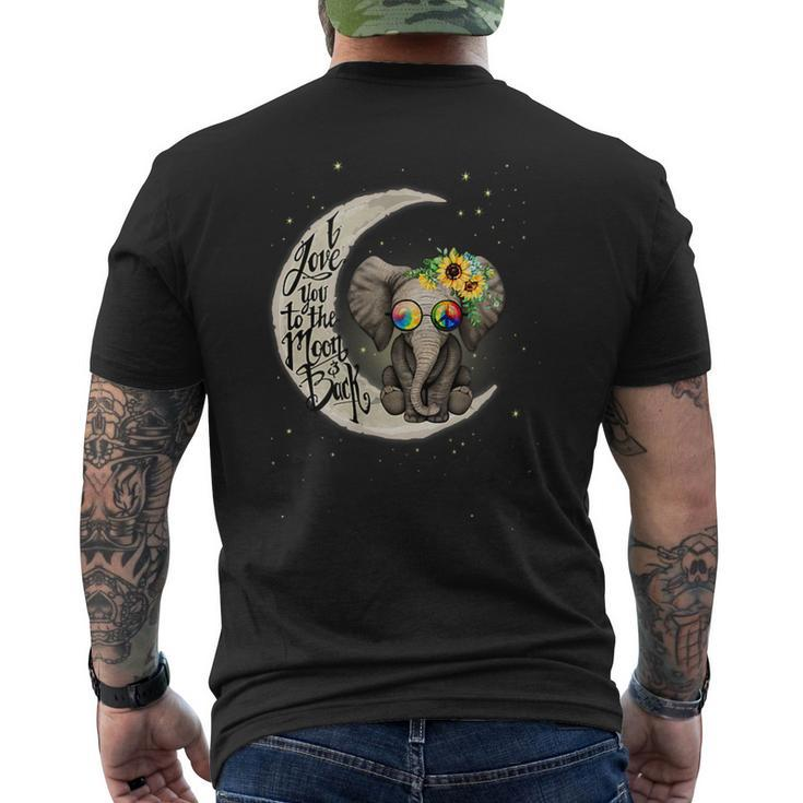 I Love You To The Moon And Back Elephant Moon Back   Mens Back Print T-shirt