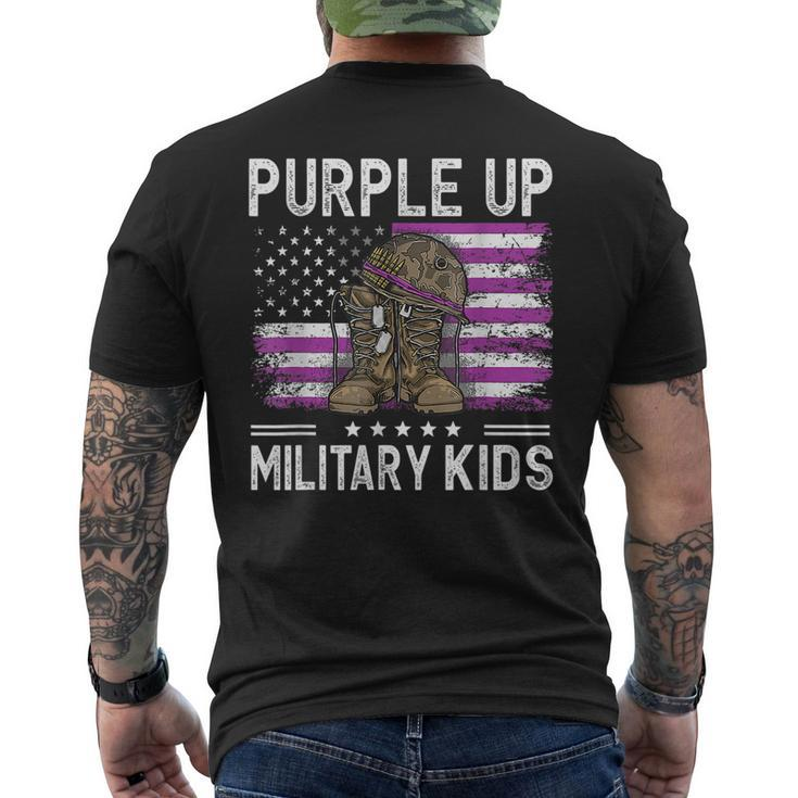 I Purple Up Month Of Military Kids Boots Us Flag Vintage Mens Back Print T-shirt