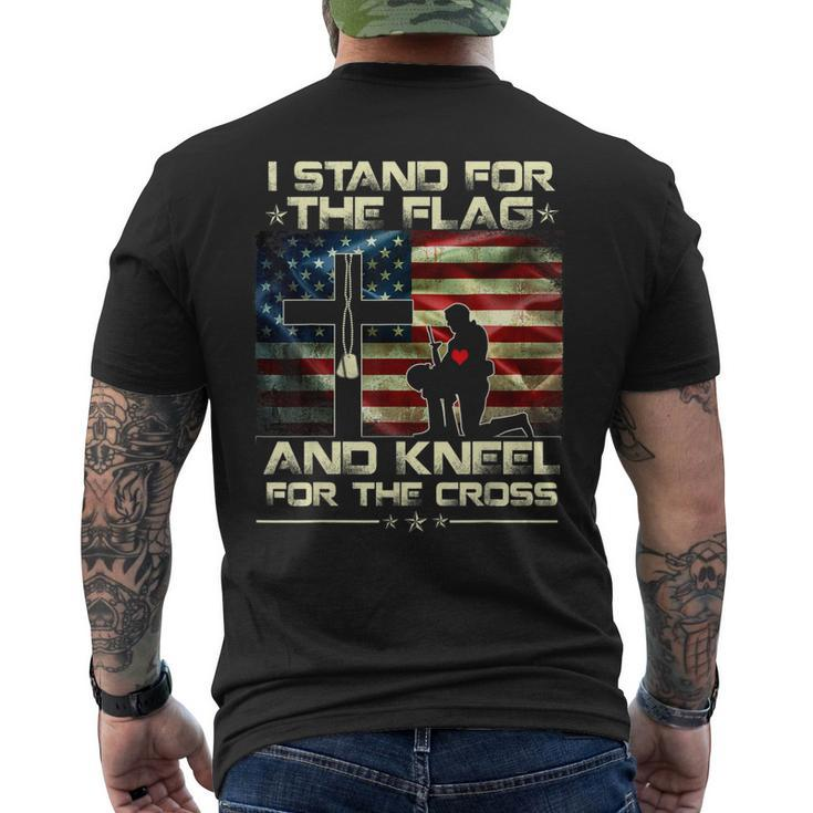 I Stand For The Flag And Kneel For The Cross  Military Mens Back Print T-shirt