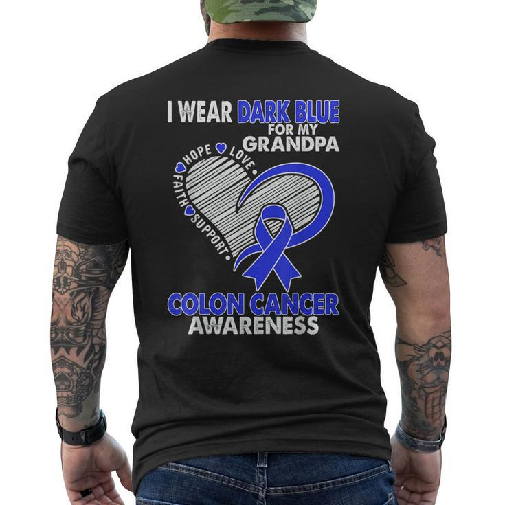 I Wear Dark Blue For Grandpa Colon Cancer Awareness Survivor Mens Back Print T-shirt