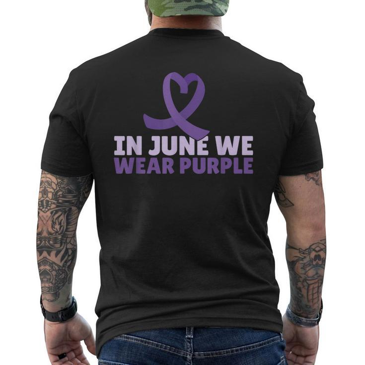 In June Wear Purple Ribbon Alzheimers Awareness  Mens Back Print T-shirt
