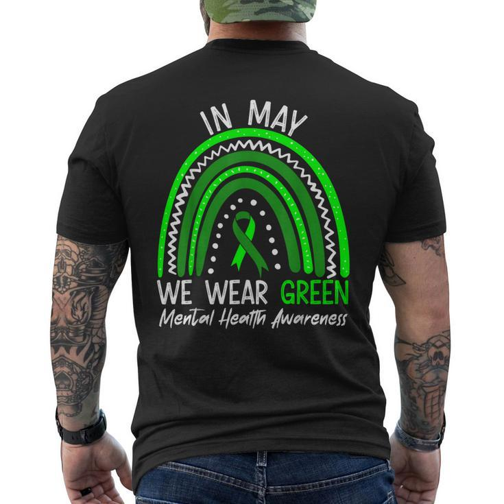 In May We Wear Green Mental Health Awareness Month Mens Back Print T-shirt