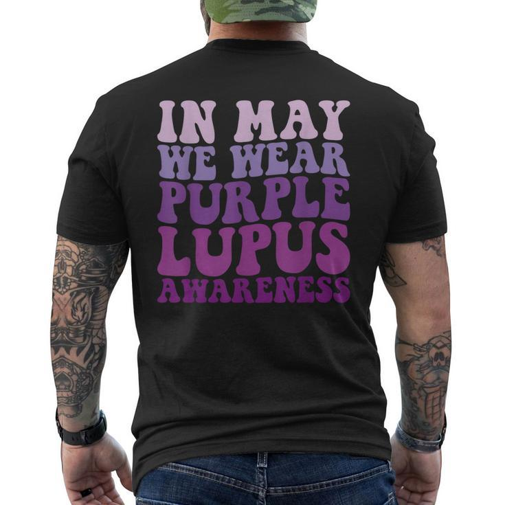 In May We Wear Purple Lupus Awareness Month Groovy  Mens Back Print T-shirt