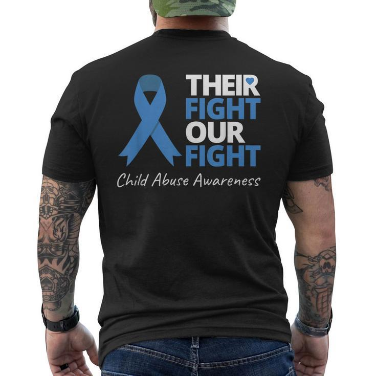 Their Fight Our Fight Child Abuse Awareness Blue Ribbon Men's Back Print T-shirt
