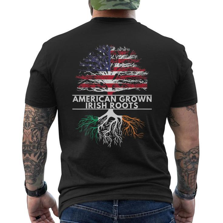 Irish American Flag Grown Roots St Patricks Day T Shirt Men's Back Print T-shirt