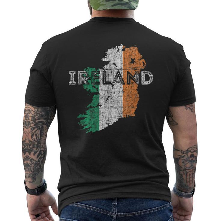 Irish Map And Flag Souvenir - Distressed Ireland Men's Back Print T