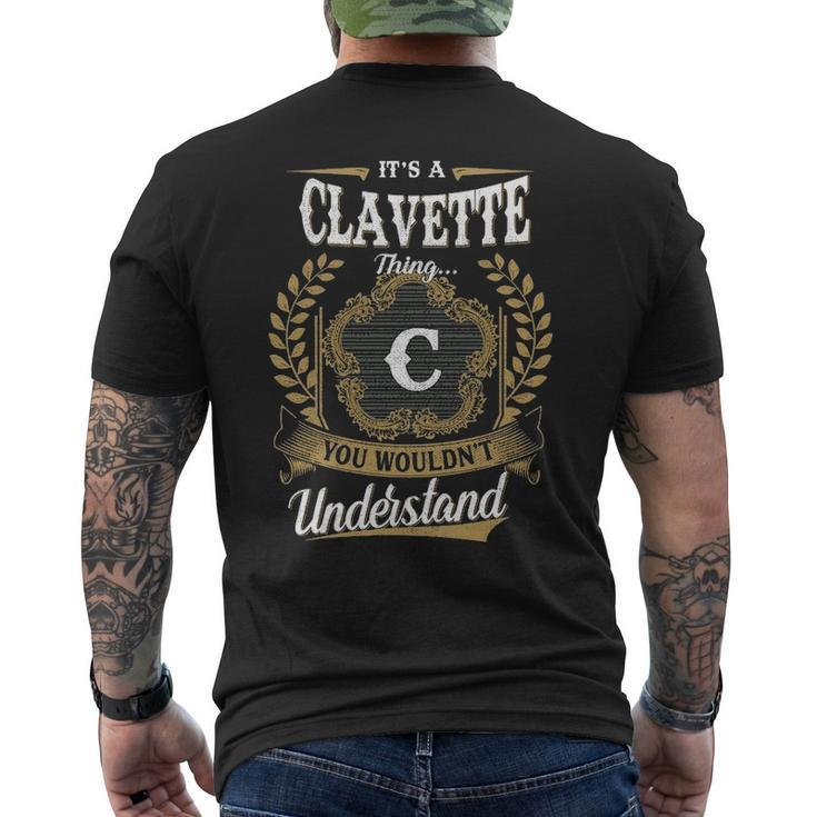 Its A Clavette Thing You Wouldnt Understand Shirt Clavette Family Crest Coat Of Arm Mens Back Print T-shirt