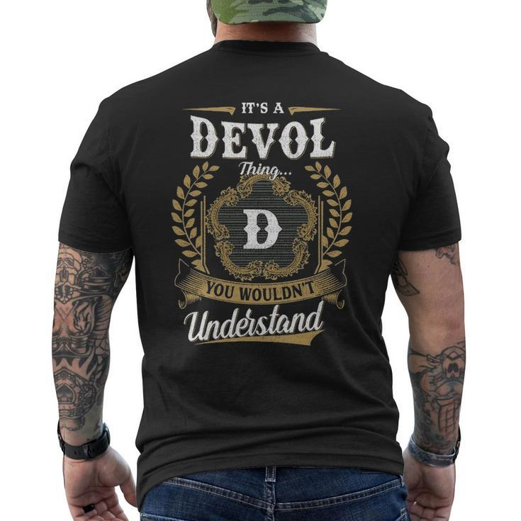 Its A Devol Thing You Wouldnt Understand Shirt Devol Family Crest Coat Of Arm Mens Back Print T-shirt