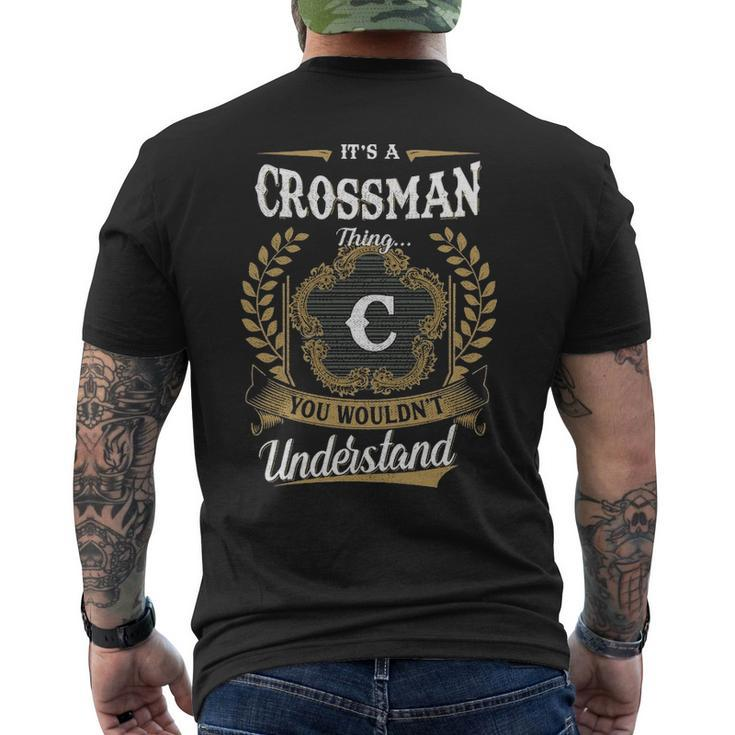 Its A Crossman Thing You Wouldnt Understand Personalized Last Name Crossman Family Crest Coat Of Arm Men's T-shirt Back Print