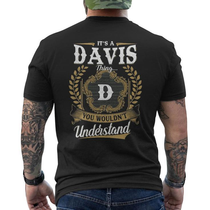 Its A Davis Thing You Wouldnt Understand Personalized Last Name Davis Family Crest Coat Of Arm Men's T-shirt Back Print